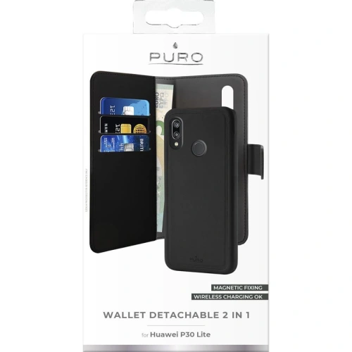 Kup Etui PURO Wallet Detasabil 2in1 Huawei P30 Lite (negru) - PUR025BLK - {ean13} - Sklep Home Screen