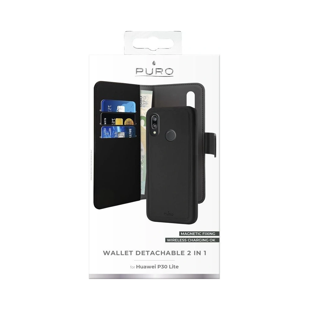 Etui PURO Wallet Detachable 2w1 Huawei P30 Lite (czarny)