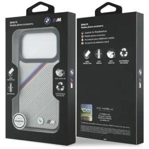 Etui BMW M Tricolor Metal Logo MagSafe do Apple iPhone 17 Pro szary