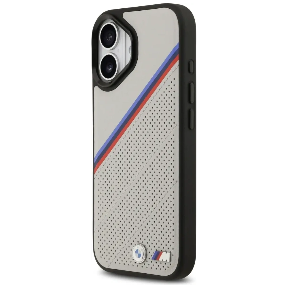 Etui BMW M Tricolor Metal Logo MagSafe do Apple iPhone 17 szary