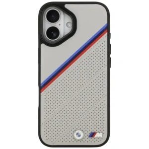 Etui BMW M Tricolor Metal Logo MagSafe do Apple iPhone 17 szary