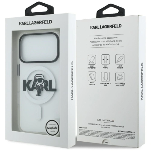 Etui Karl Lagerfeld IML Karl Sketch Logo MagSafe do Apple iPhone 17 Pro przezroczysty