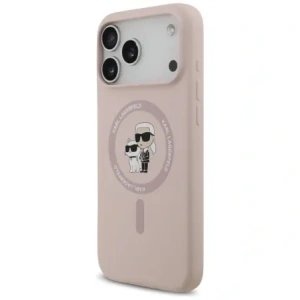 Etui Karl Lagerfeld Silicone Karl&Choupette Ring MagSafe do Apple iPhone 17 Pro Max różowy