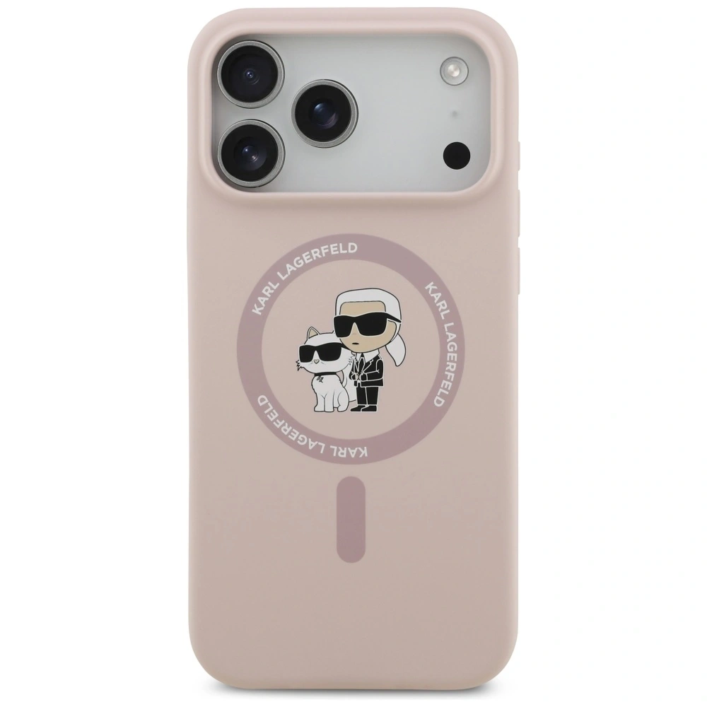 Etui Karl Lagerfeld Silicone Karl&Choupette Ring MagSafe do Apple iPhone 17 Pro Max różowy