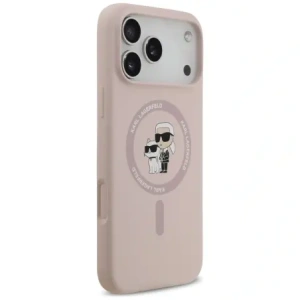 Etui Karl Lagerfeld Silicone Karl&Choupette Ring MagSafe do Apple iPhone 17 Pro Max różowy