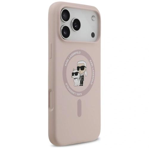 Etui Karl Lagerfeld Silicone Karl&Choupette Ring MagSafe do Apple iPhone 17 Pro Max różowy
