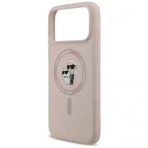 Etui Karl Lagerfeld Silicone Karl&Choupette Ring MagSafe do Apple iPhone 17 Pro Max różowy