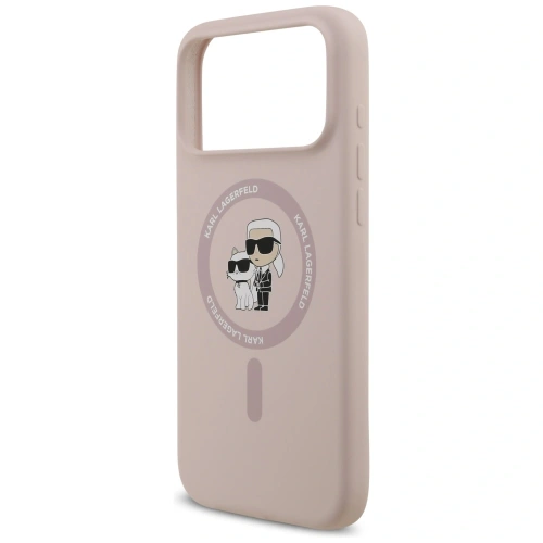 Etui Karl Lagerfeld Silicone Karl&Choupette Ring MagSafe do Apple iPhone 17 Pro Max różowy