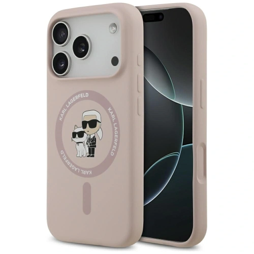 Etui Karl Lagerfeld Silicone Karl&Choupette Ring MagSafe do Apple iPhone 17 Pro różowy