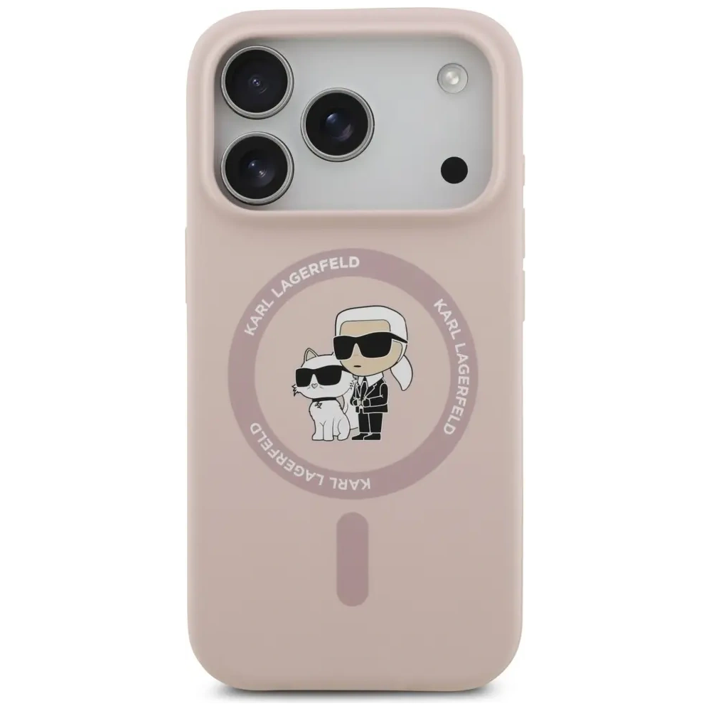 Etui Karl Lagerfeld Silicone Karl&Choupette Ring MagSafe do Apple iPhone 17 Pro różowy