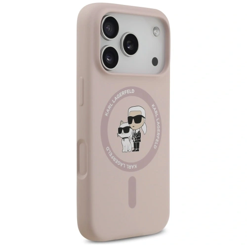 Etui Karl Lagerfeld Silicone Karl&Choupette Ring MagSafe do Apple iPhone 17 Pro różowy