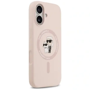 Etui Karl Lagerfeld Silicone Karl&Choupette Ring MagSafe do Apple iPhone 17 różowy