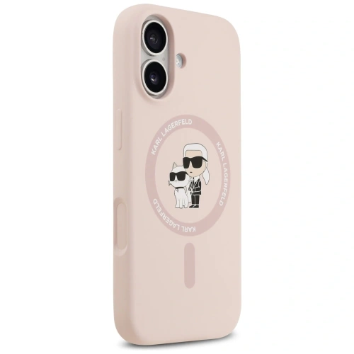 Etui Karl Lagerfeld Silicone Karl&Choupette Ring MagSafe do Apple iPhone 17 różowy