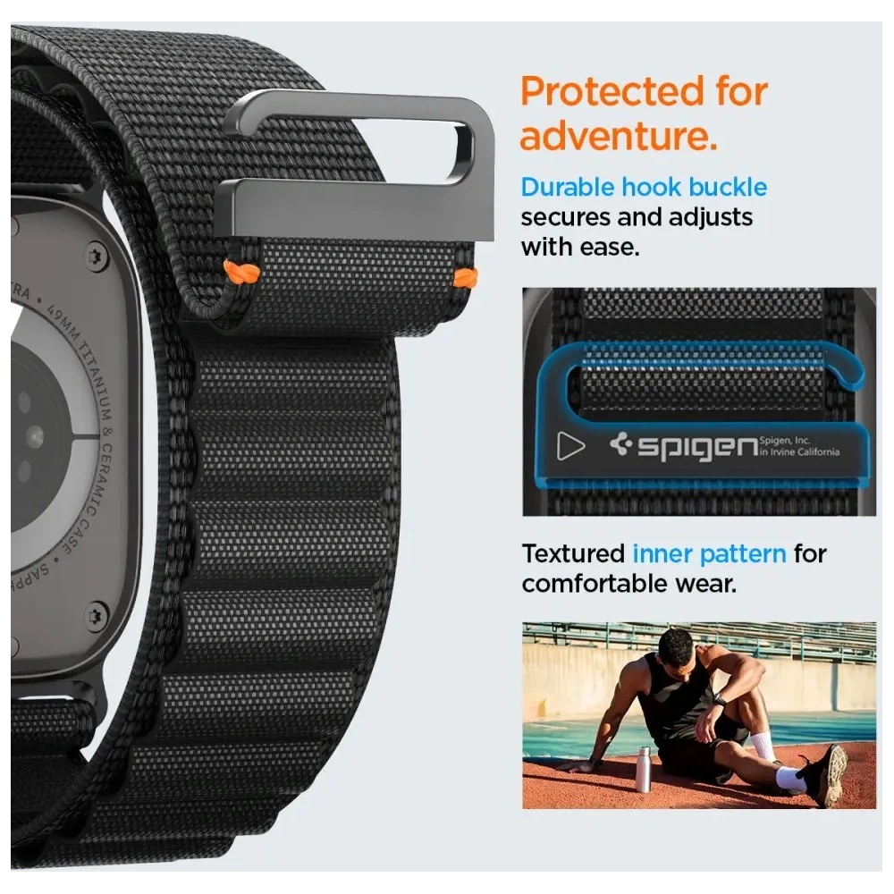 Pasek Spigen WBF1 Band do Apple Watch 6/7/8/9/10/SE/Ultra 1/2 44/45/46/49mm Black