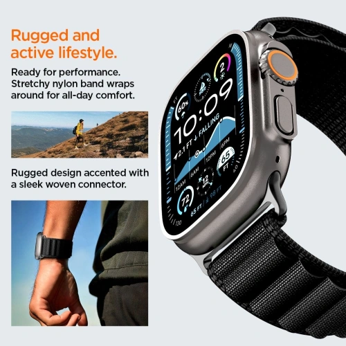 Pasek Spigen WBF1 Band do Apple Watch 6/7/8/9/10/SE/Ultra 1/2 44/45/46/49mm Black