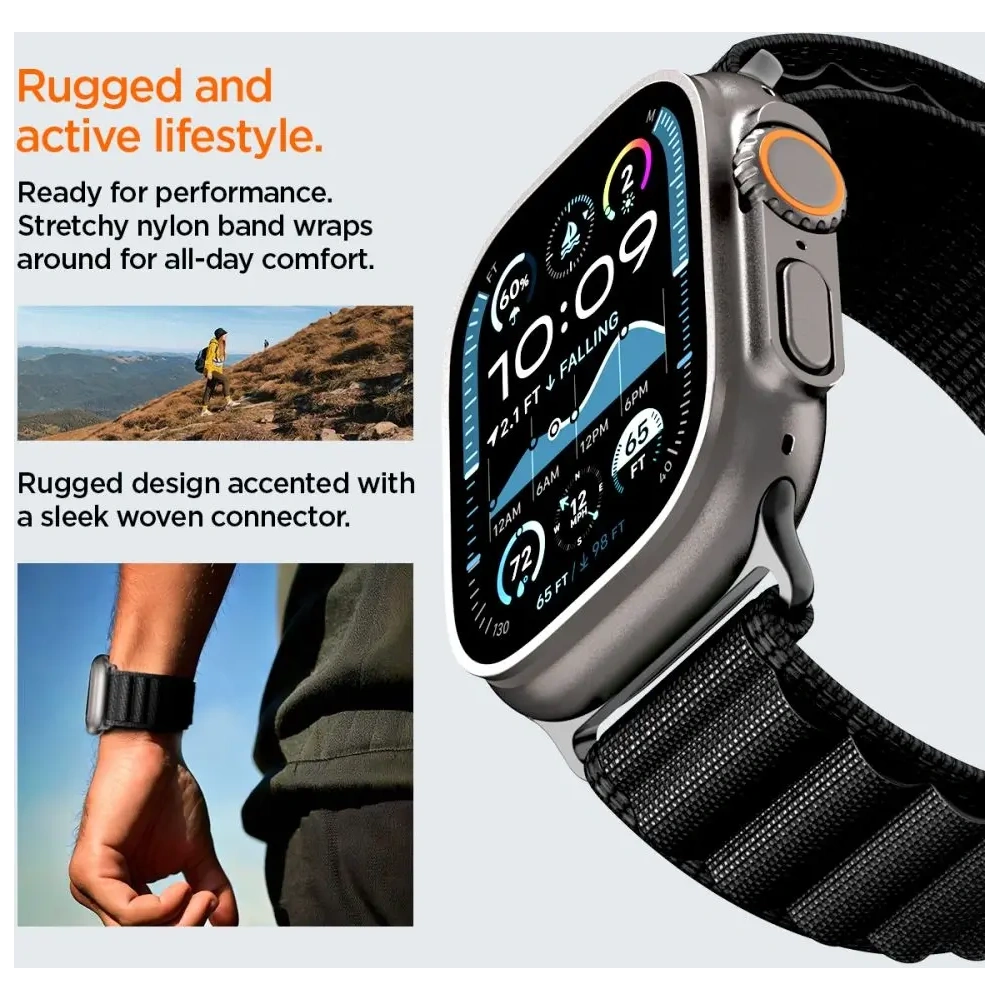 Pasek Spigen WBF1 Band do Apple Watch 6/7/8/9/10/SE/Ultra 1/2 44/45/46/49mm Black