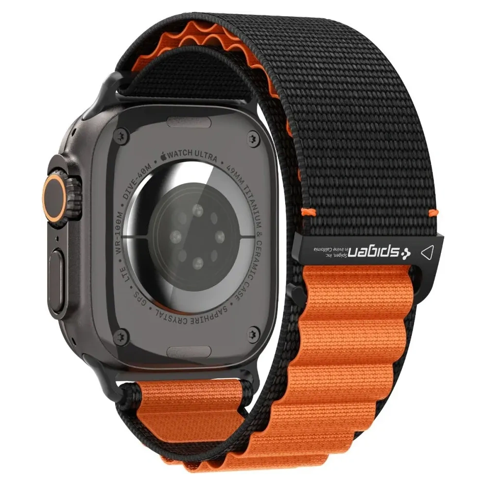Pasek Spigen WBF1 Band do Apple Watch 6/7/8/9/10/SE/Ultra 1/2 44/45/46/49mm Black/orange