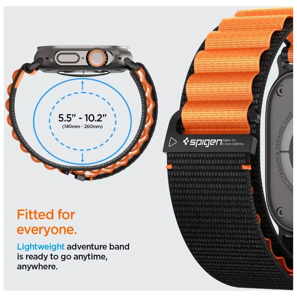 Pasek Spigen WBF1 Band do Apple Watch 6/7/8/9/10/SE/Ultra 1/2 44/45/46/49mm Black/orange