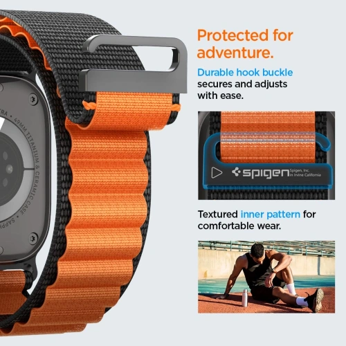 Pasek Spigen WBF1 Band do Apple Watch 6/7/8/9/10/SE/Ultra 1/2 44/45/46/49mm Black/orange