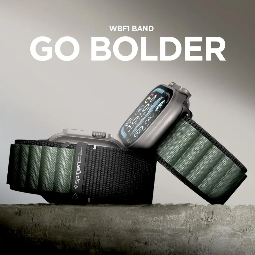 Pasek Spigen WBF1 Band do Apple Watch 6/7/8/9/10/SE/Ultra 1/2 44/45/46/49mm Black/green