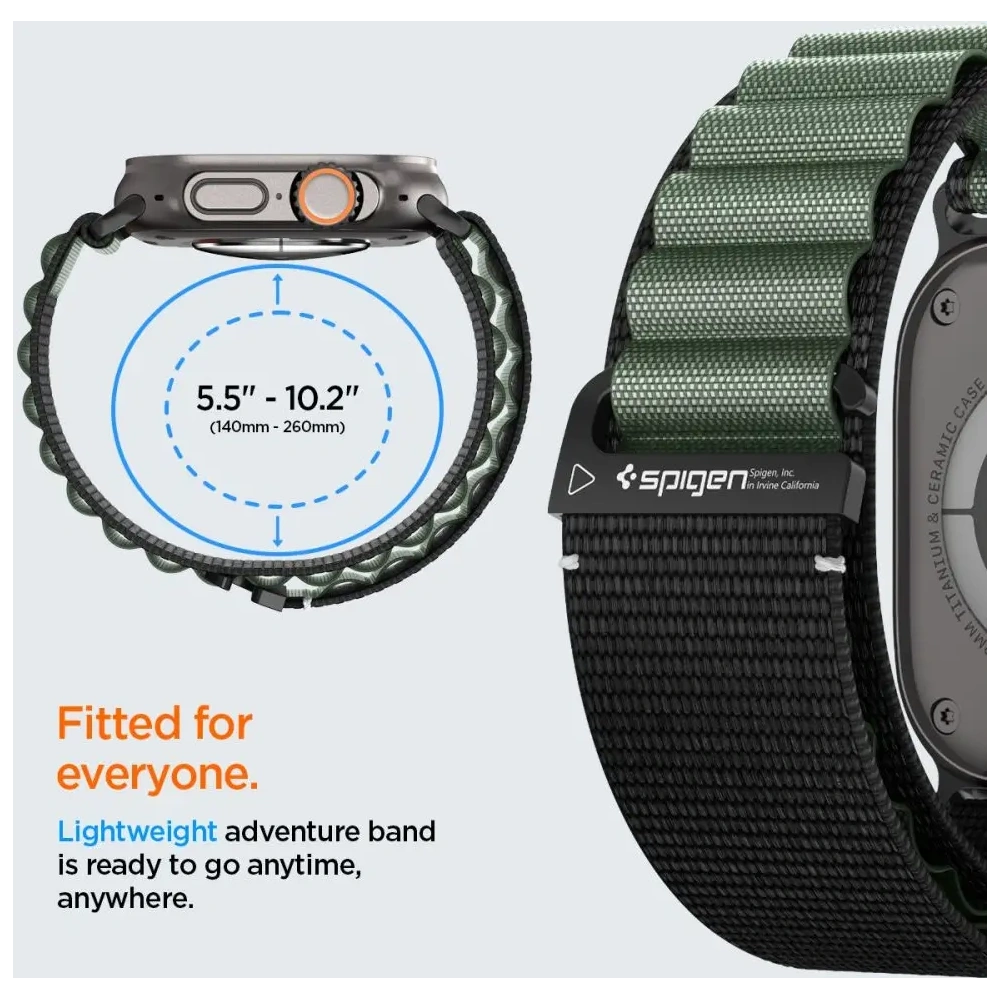 Pasek Spigen WBF1 Band do Apple Watch 6/7/8/9/10/SE/Ultra 1/2 44/45/46/49mm Black/green