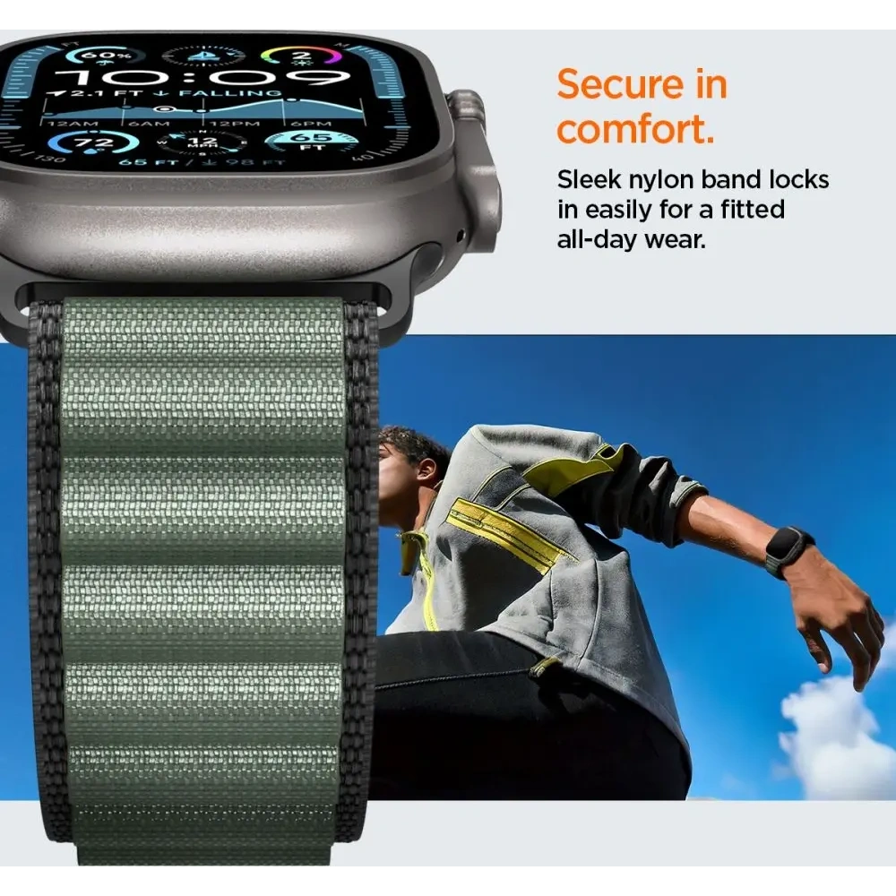 Pasek Spigen WBF1 Band do Apple Watch 6/7/8/9/10/SE/Ultra 1/2 44/45/46/49mm Black/green