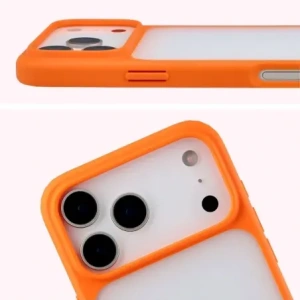 Etui Bizon Case Angelo do Apple iPhone 17 Pro Max półprzezroczyste z pomarańczową ramką