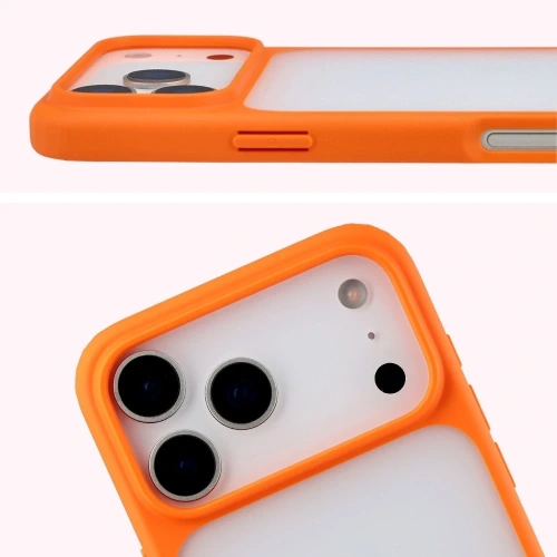 Etui Bizon Case Angelo do Apple iPhone 17 Pro Max półprzezroczyste z pomarańczową ramką