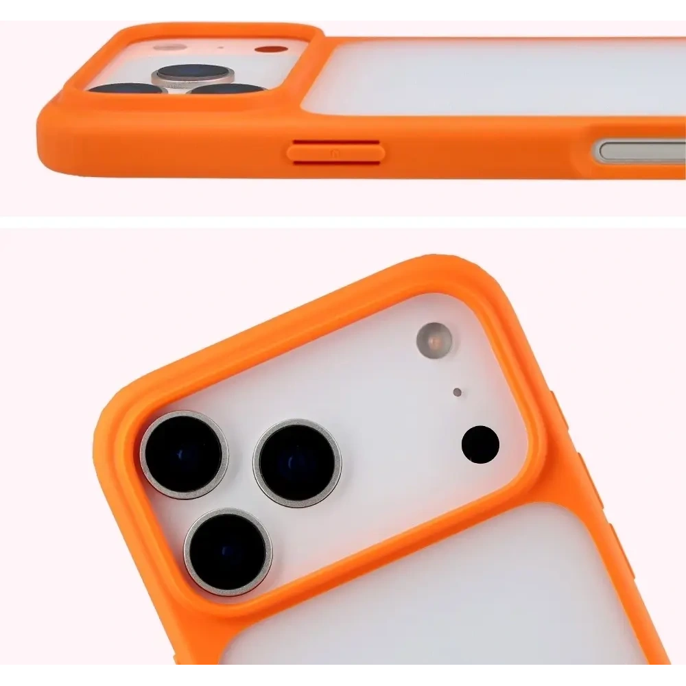 Etui Bizon Case Angelo do Apple iPhone 17 Pro Max półprzezroczyste z pomarańczową ramką