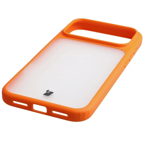 Etui Bizon Case Angelo do Apple iPhone 17 Pro Max półprzezroczyste z pomarańczową ramką