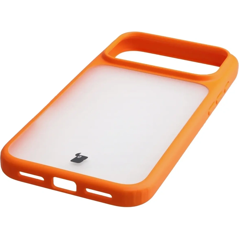 Etui Bizon Case Angelo do Apple iPhone 17 Pro Max półprzezroczyste z pomarańczową ramką