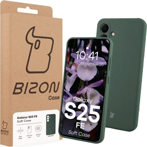 Silikonowe etui Bizon Soft Case do Samsung Galaxy S25 FE ciemnozielone