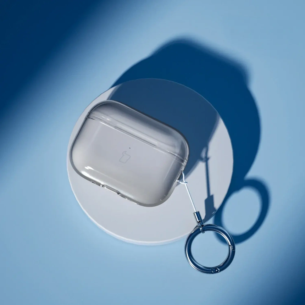 Elastyczne etui z karabińczykiem Bizon Case Headphone Clear do Apple AirPods Pro 3 przeźroczysto-czarne