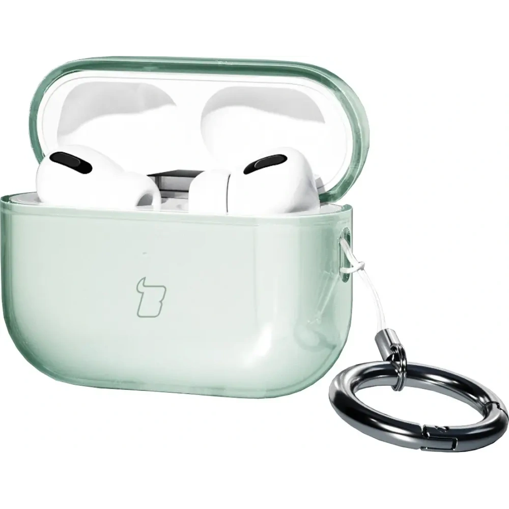 Elastyczne etui z karabińczykiem Bizon Case Headphone Clear do Apple AirPods Pro 3 przeźroczysto-zielone