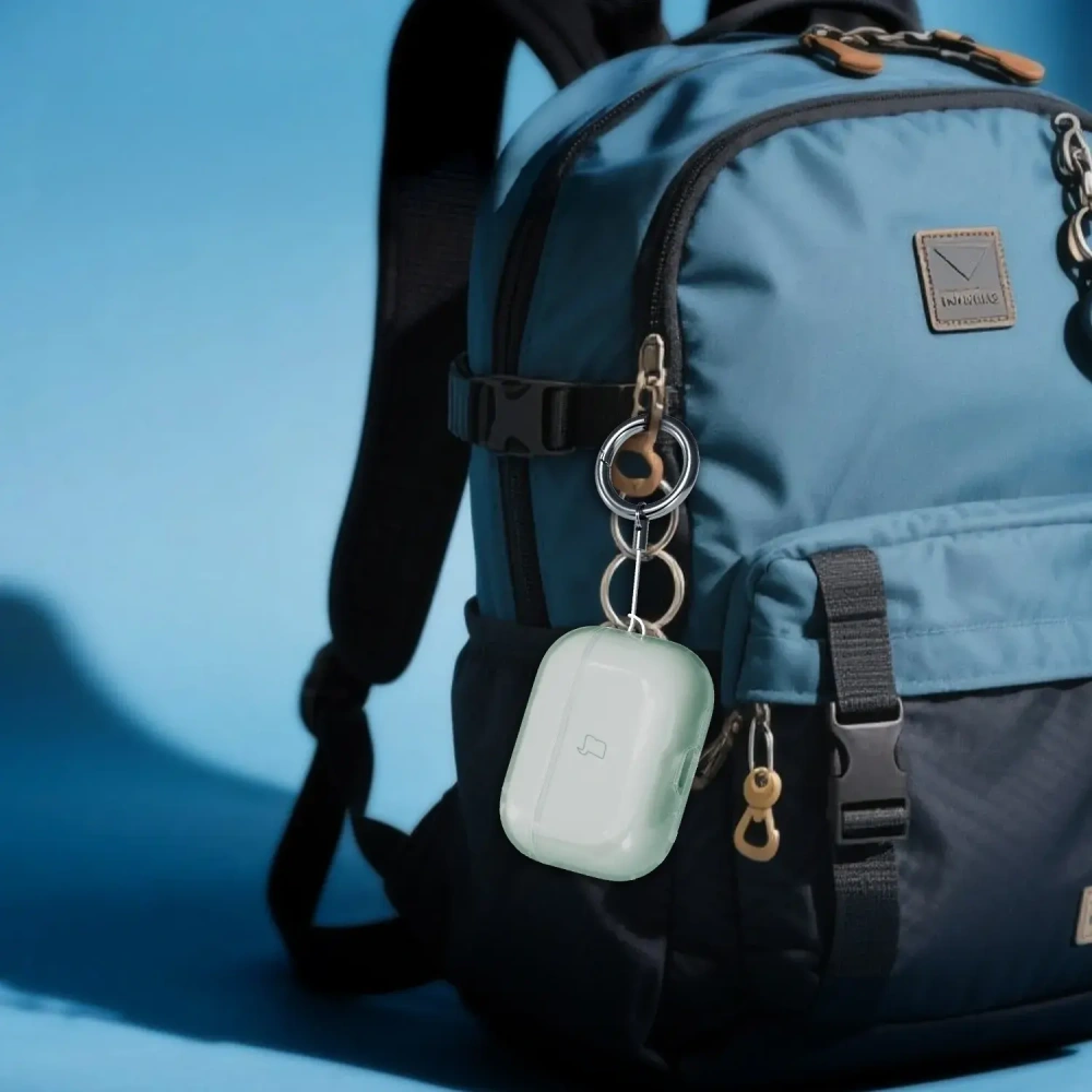 Elastyczne etui z karabińczykiem Bizon Case Headphone Clear do Apple AirPods Pro 3 przeźroczysto-zielone