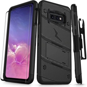 Kup Pancéřové pouzdro Zizo Bolt Cover Samsung Galaxy S10e se sklem 9H na displej + stojánek a držák na pásek (černá/černá) - ZIZ001BLK - {ean13} - Sklep Home Screen