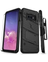 Zizo Bolt Cover - Case for Samsung Galaxy S10e with Military Grade + Glass Screen Protector & Kickstand and Holster (Black/Black