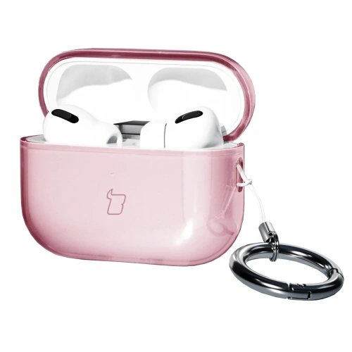Elastyczne etui z karabińczykiem Bizon Case Headphone Clear do Apple AirPods Pro 3 przeźroczysto-różowe