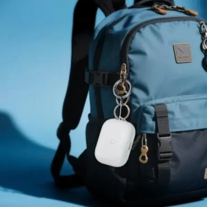Elastyczne etui z karabińczykiem Bizon Case Headphone Clear do Apple AirPods Pro 3 przeźroczysto-brokatowe