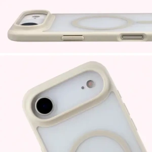 Etui z pierścieniem magnetycznym Bizon Case MatteO do Apple iPhone 17 Air przydymione-beżowe