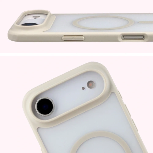 Etui z pierścieniem magnetycznym Bizon Case MatteO do Apple iPhone 17 Air przydymione-beżowe