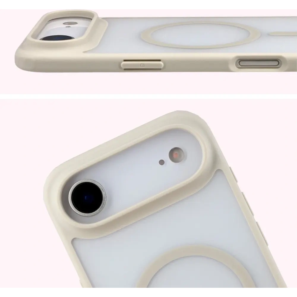 Etui z pierścieniem magnetycznym Bizon Case MatteO do Apple iPhone Air przydymione-beżowe