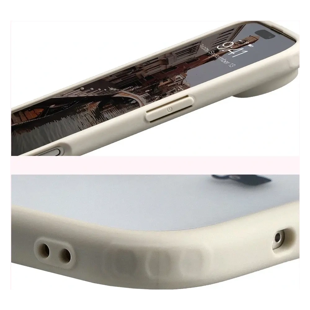 Etui z pierścieniem magnetycznym Bizon Case MatteO do Apple iPhone Air przydymione-beżowe