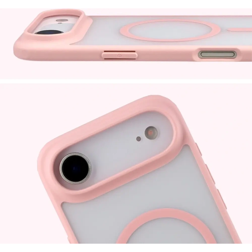 Etui z pierścieniem magnetycznym Bizon Case MatteO do Apple iPhone Air przydymione-jasnoróżowe