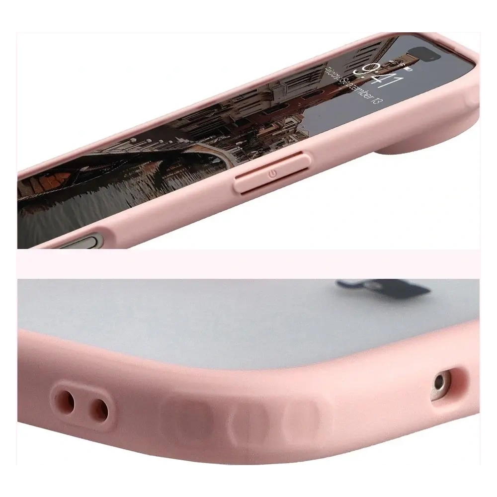 Etui z pierścieniem magnetycznym Bizon Case MatteO do Apple iPhone Air przydymione-jasnoróżowe