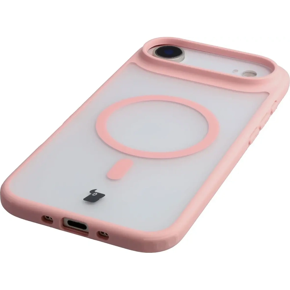 Etui z pierścieniem magnetycznym Bizon Case MatteO do Apple iPhone Air przydymione-jasnoróżowe