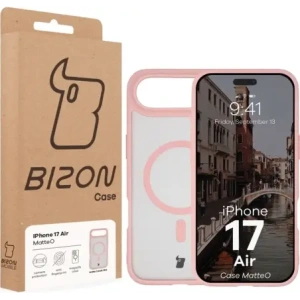 Etui z pierścieniem magnetycznym Bizon Case MatteO do Apple iPhone 17 Air przydymione-jasnoróżowe