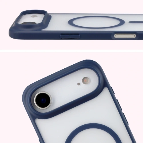 Etui z pierścieniem magnetycznym Bizon Case MatteO do Apple iPhone 17 Air przydymione-granatowe
