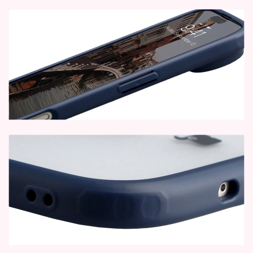 Etui z pierścieniem magnetycznym Bizon Case MatteO do Apple iPhone 17 Air przydymione-granatowe