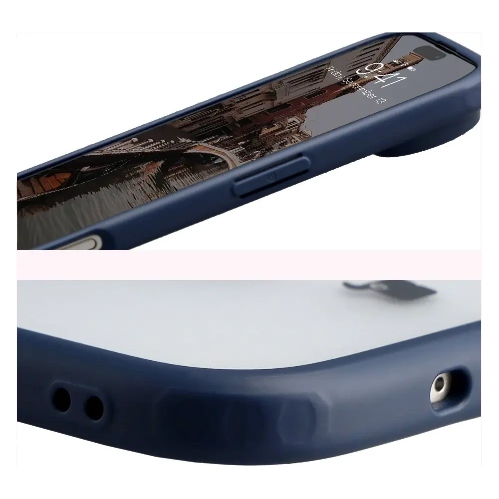 Etui z pierścieniem magnetycznym Bizon Case MatteO do Apple iPhone Air przydymione-granatowe